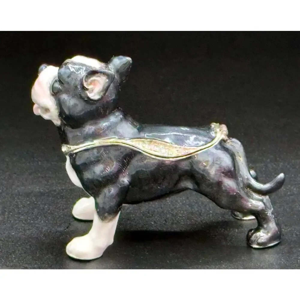 Rare Vintage Boston Terrier Dog Trinket Box Figurine Collectible Display Piece - Picture 5 of 6